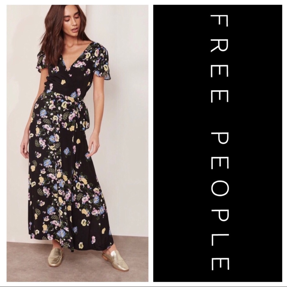 Black Floral Wrap Maxi 🔴